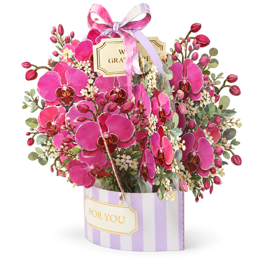 Burgundy Orchid Gift Box Pop-Up Card — product view 3