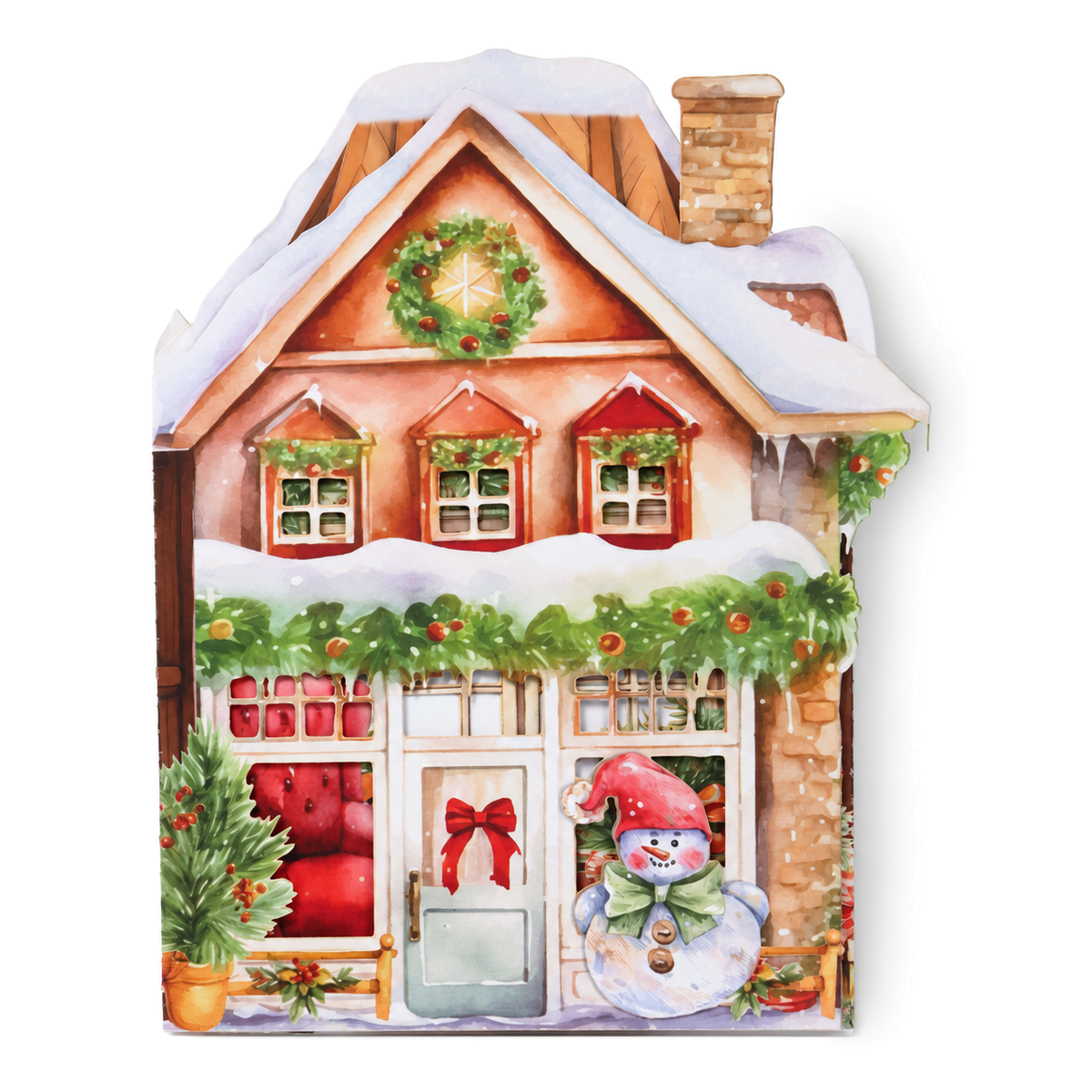 Christmas House Pop-Up Card — 3D pop-up card product view