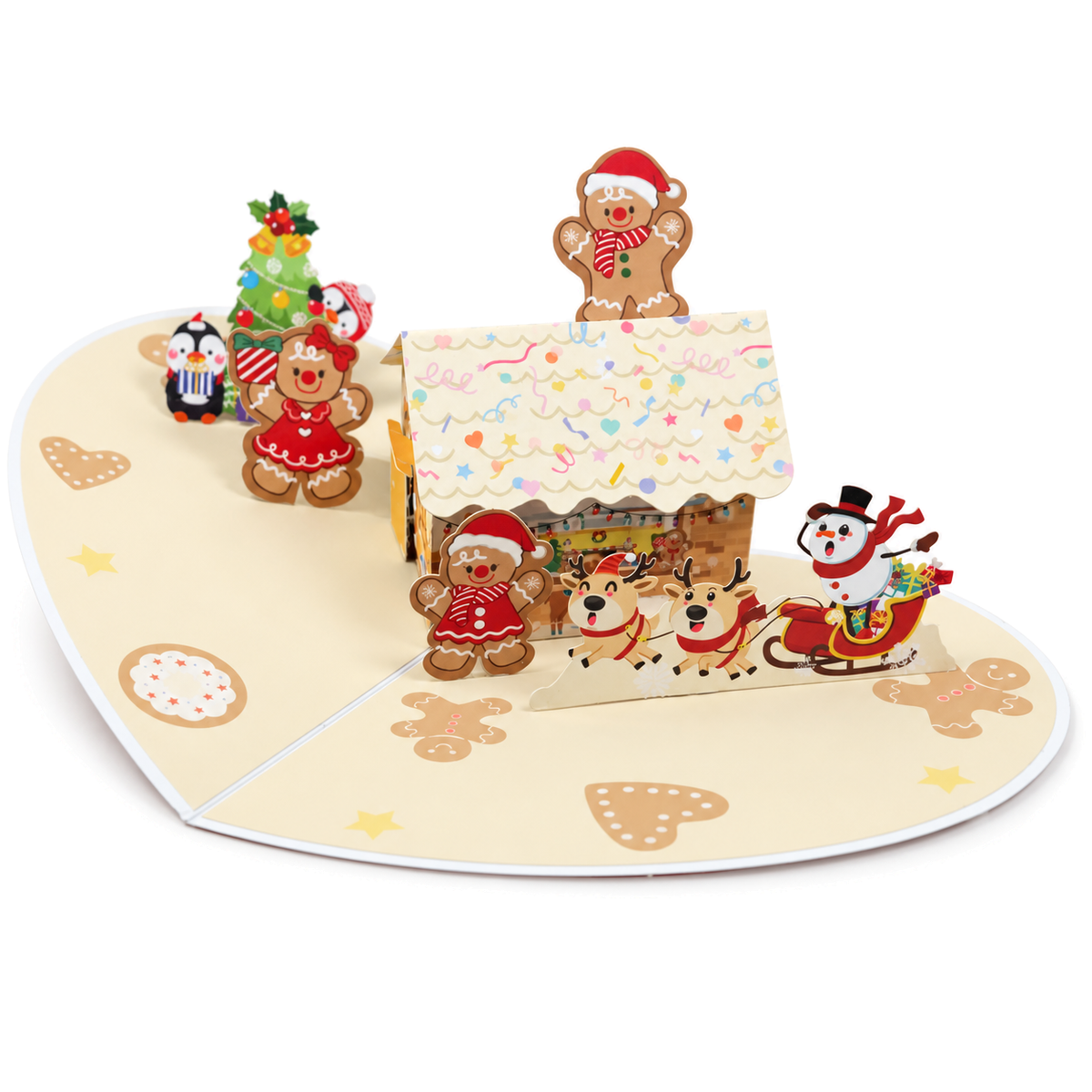 Gingerbread House Christmas Pop-Up Card — 3D pop-up card product view