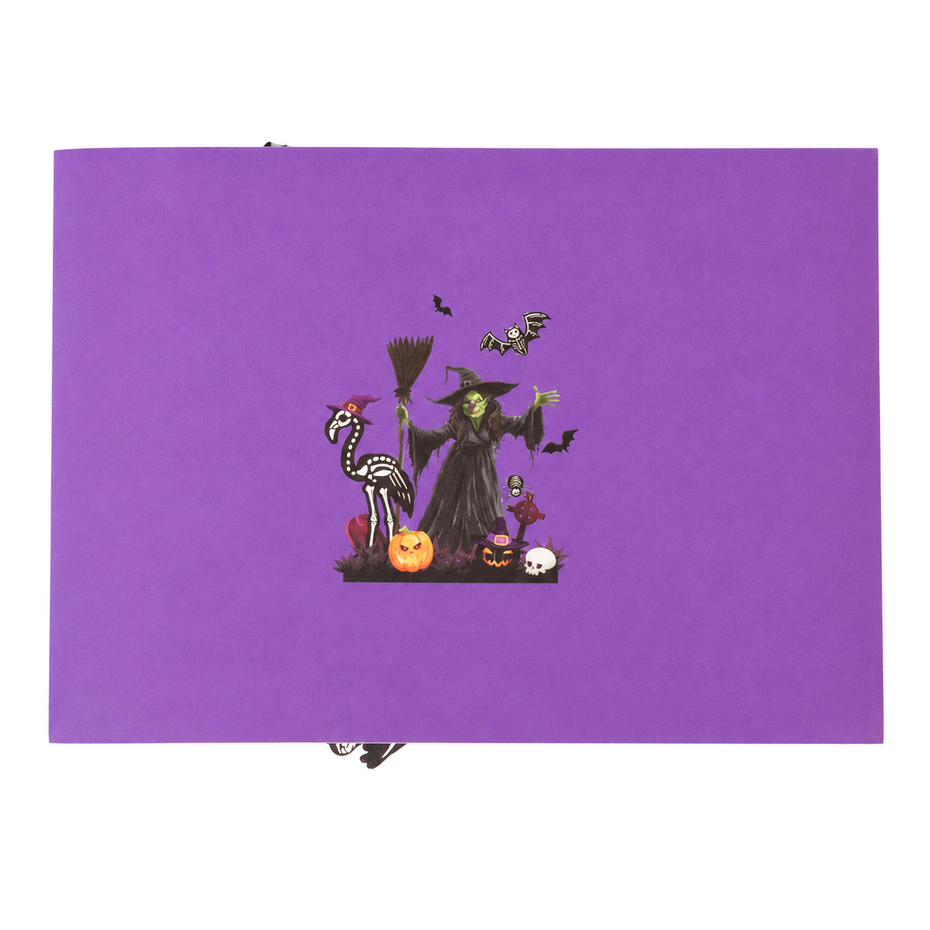 Witch and Bats Pop-Up Card — 3D pop-up card product view