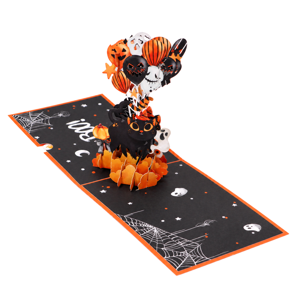 Halloween Black Cat Balloon Pop-Up Card — product view 2