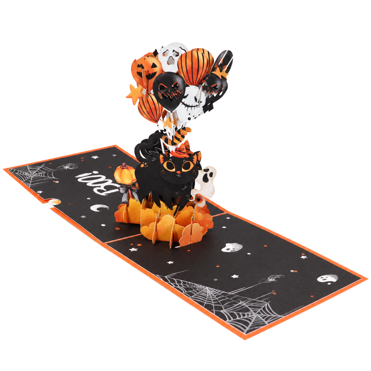 Halloween Black Cat Balloon Pop-Up Card — product view 3