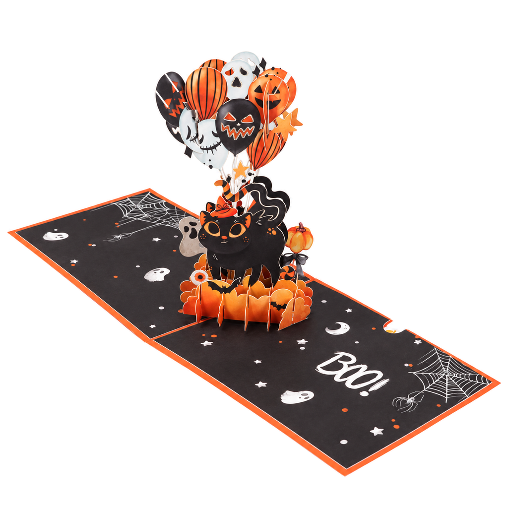 Halloween Black Cat Balloon Pop-Up Card — product view 4
