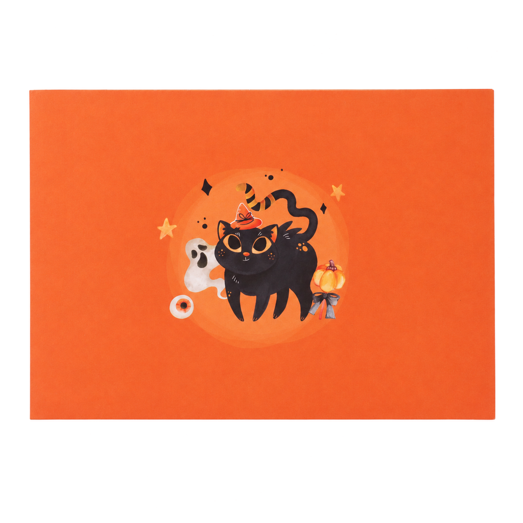 Halloween Black Cat Pop-Up Card — 3D pop-up card product view