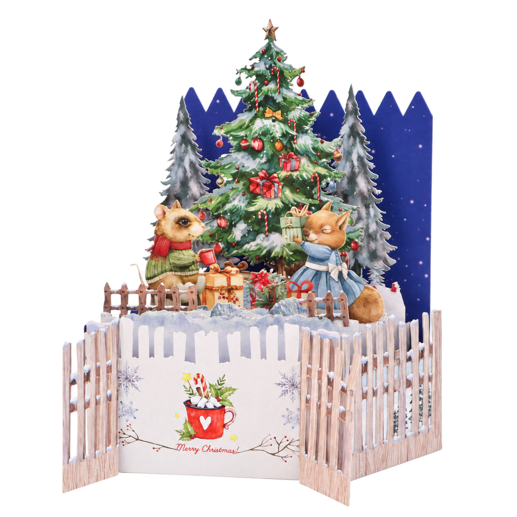 Christmas Fence Scene Pop-Up Card — product view 4