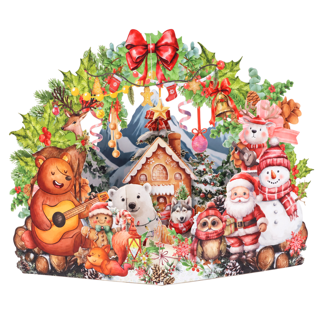 Christmas Cottage Scene Pop-Up Card — product view 2