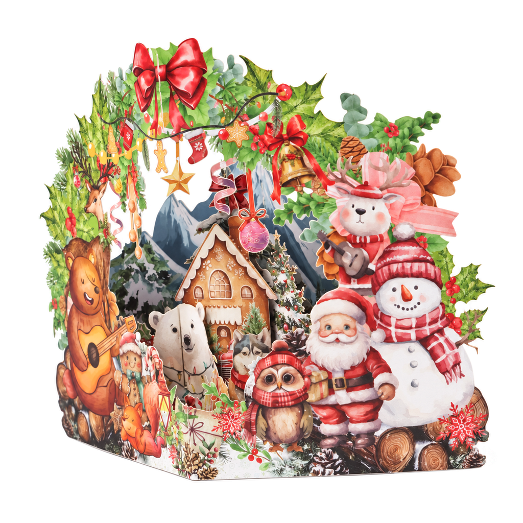 Christmas Cottage Scene Pop-Up Card — product view 4