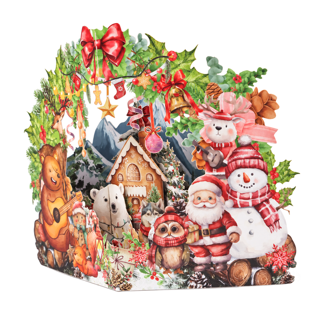Christmas Cottage Scene Pop-Up Card — product view 4