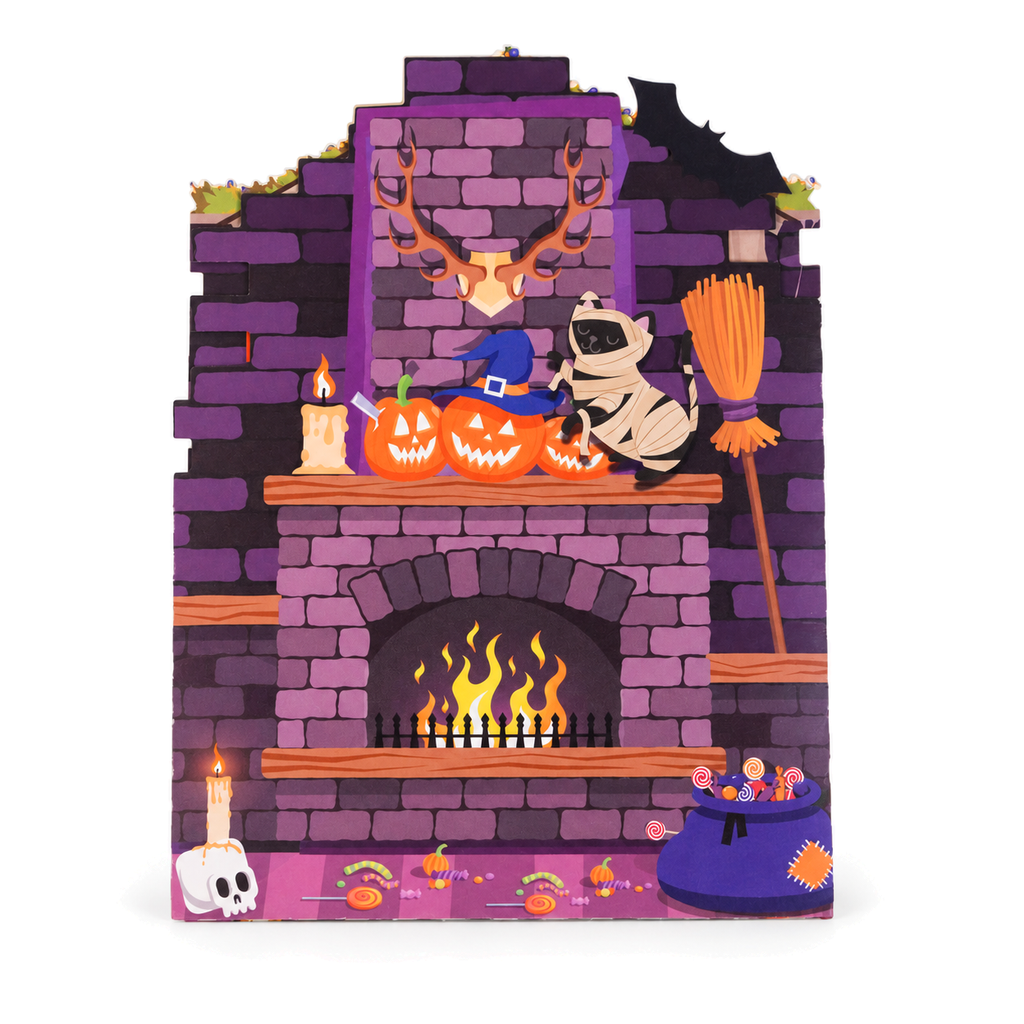 Halloween Fireplace Pop-Up Card — 3D pop-up card product view