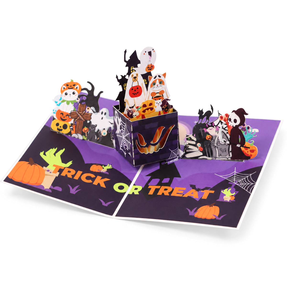 Happy Halloween Cat Pop-Up Card — product view 2