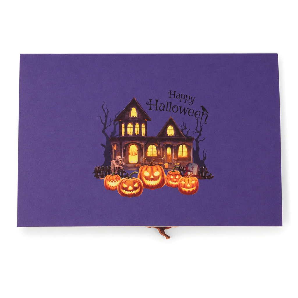 Halloween Haunted House Pop-Up Card — 3D pop-up card product view
