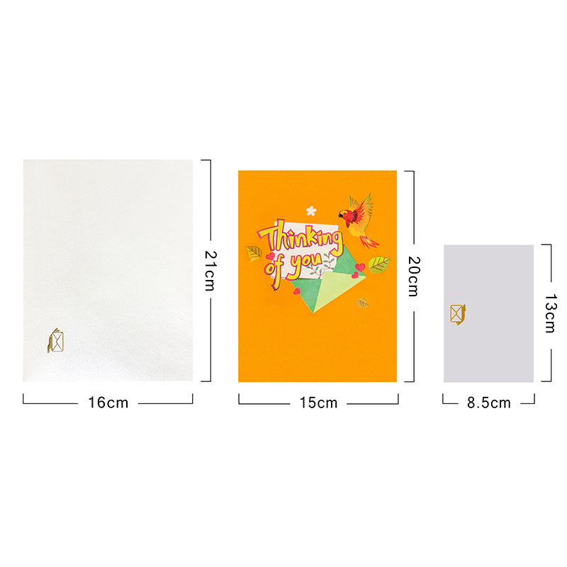 Parrot pop-up card size and envelope measurements